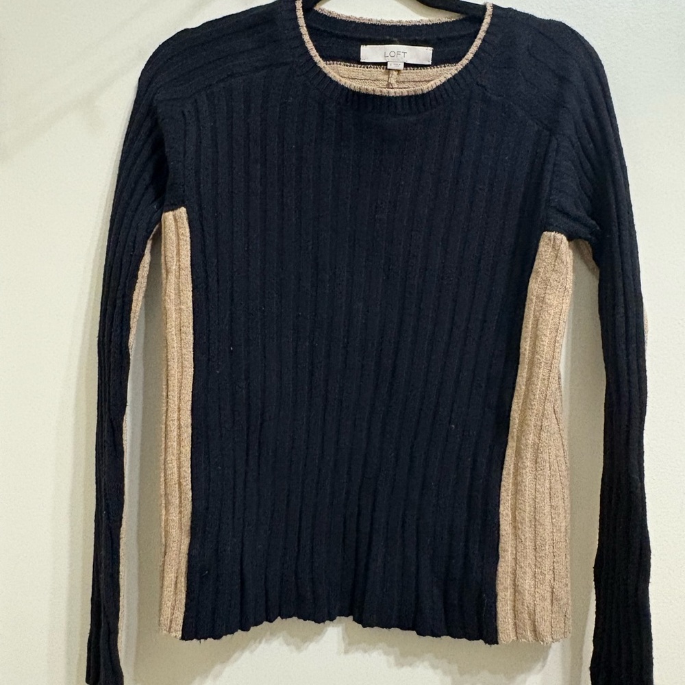 Loft ribbed color block sweater